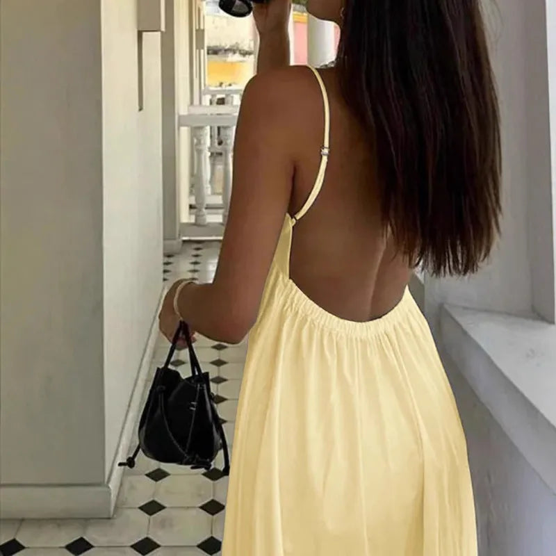 New 2025 Summer Women’s Dress – Sexy Backless V-Neck