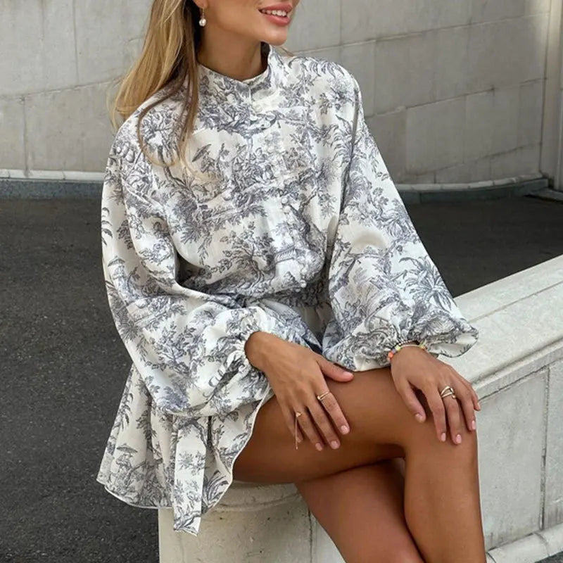 Elegant Women’s Midi Dress 2025 – Long Sleeve Vintage