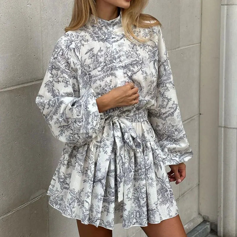 Elegant Women’s Midi Dress 2025 – Long Sleeve Vintage
