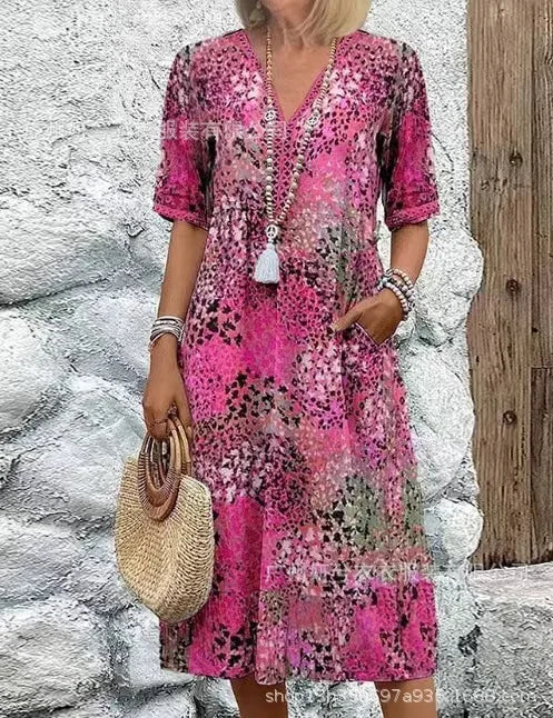 2025 Vintage Boho Midi Dress
