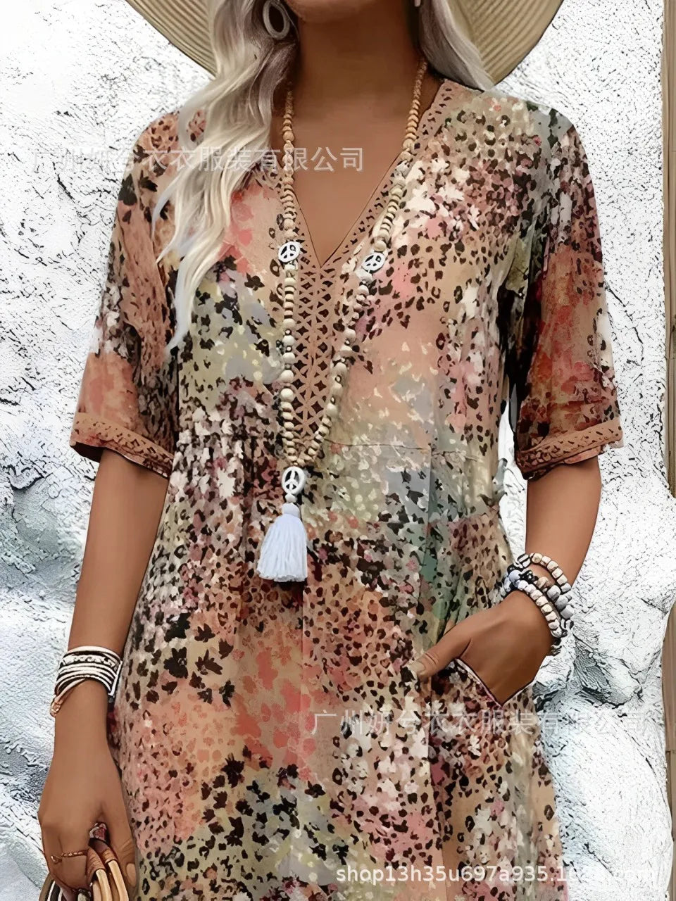 2025 Vintage Boho Midi Dress