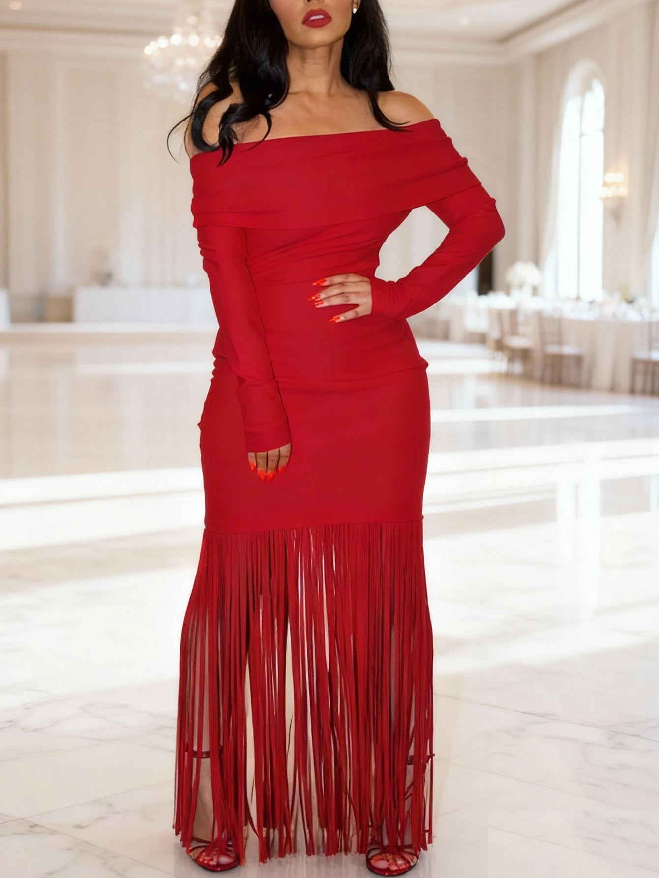 The Holiday Soirée Fringe Dress