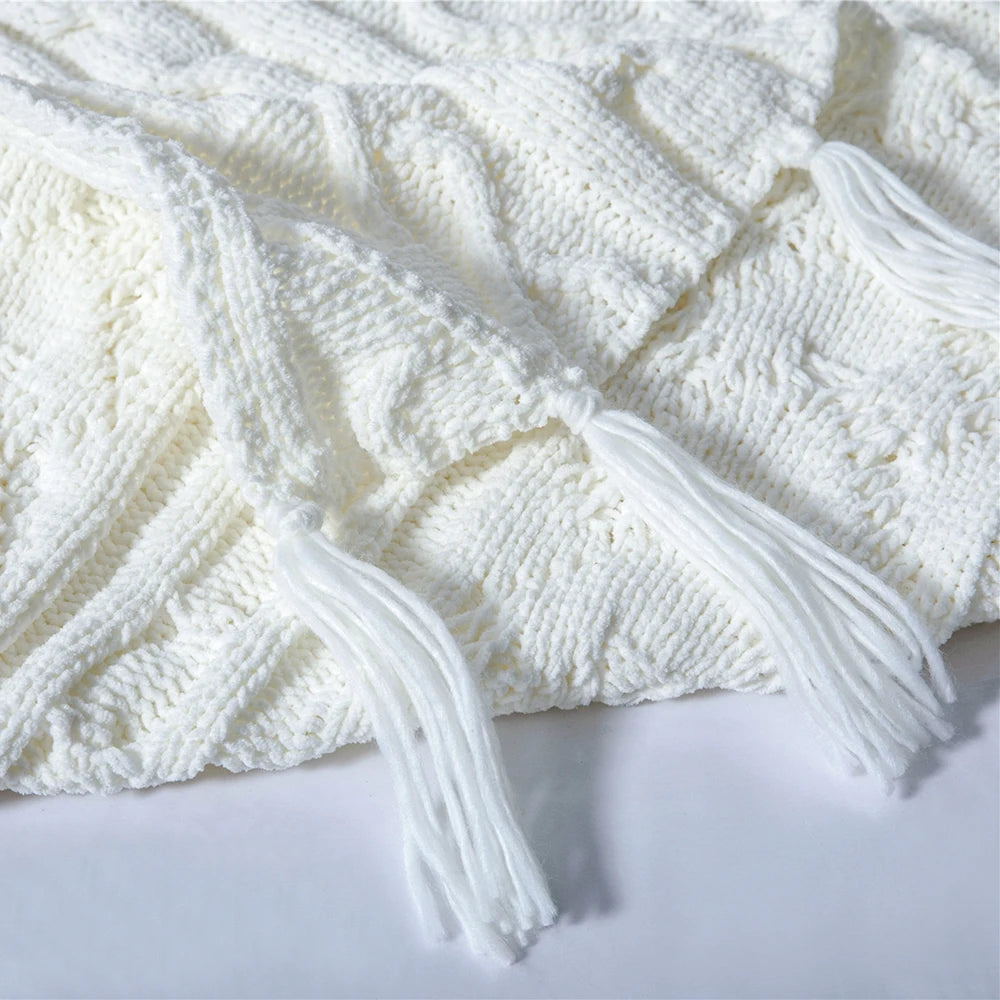 Scandinavian Style Chenille Knitted Blanket