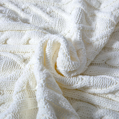 Scandinavian Style Chenille Knitted Blanket