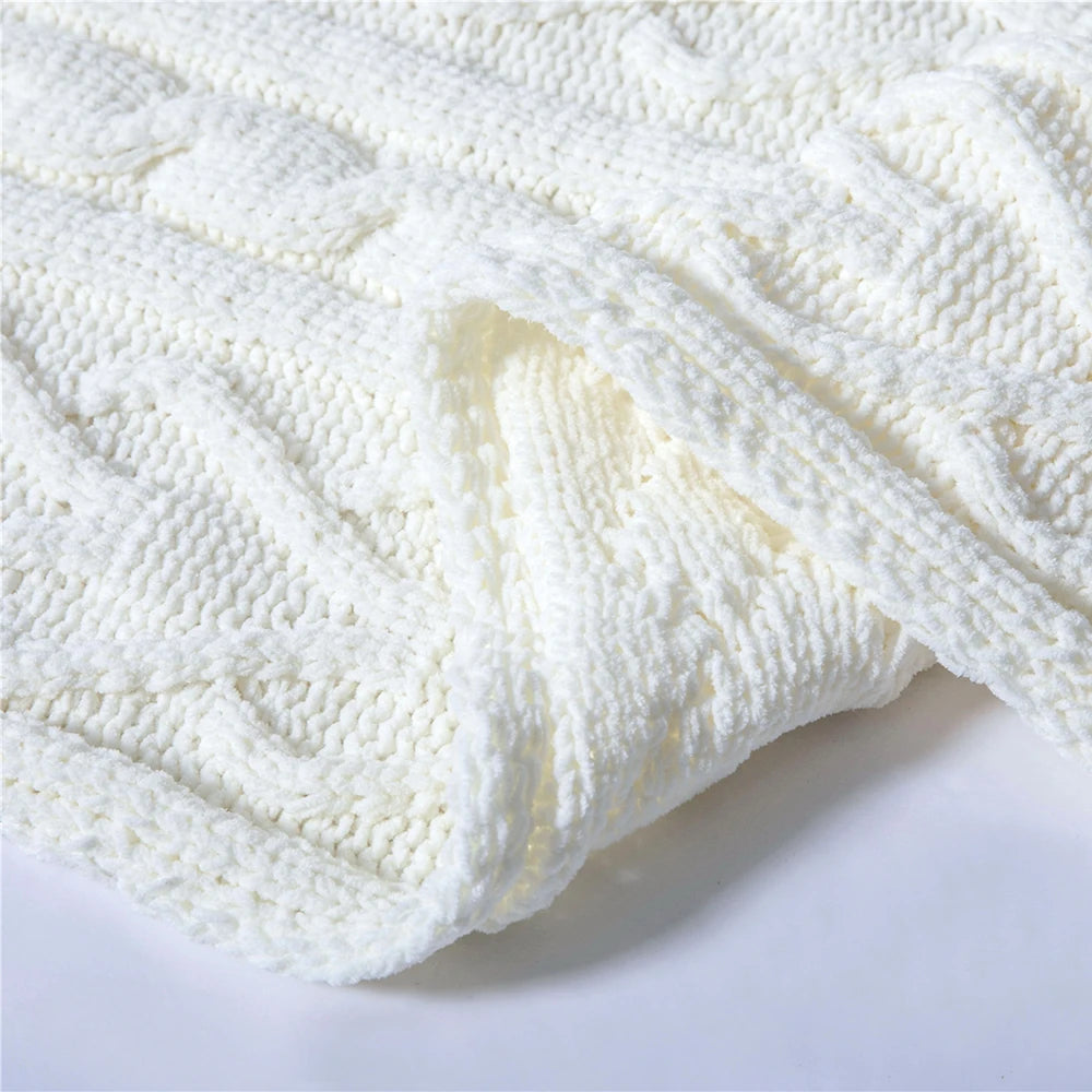 Scandinavian Style Chenille Knitted Blanket