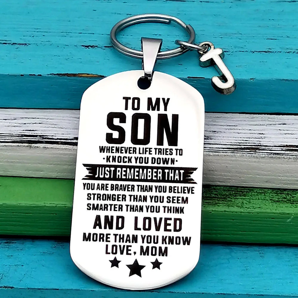 To My Son Daughter Keychain Gift From Mom Inspirational " Going Off To College" Happy.
