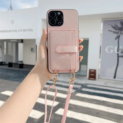 Crossbody Wallet Phone Case for IPhone 14 13 12 11 Pro Max Card Slot Holder Lanyard Strap Cord Bag Cover