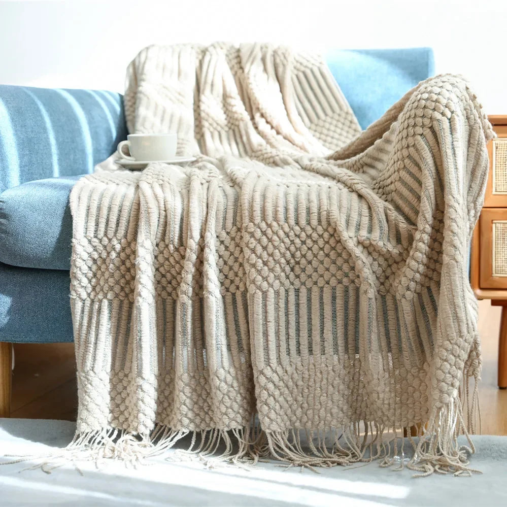 Soft Blanket Throw Cover  with Tassel