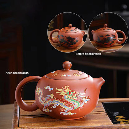 DragonPhoenix Color-Changing Purple Clay Teapot