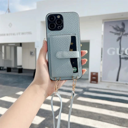 Crossbody Wallet Phone Case for IPhone 14 13 12 11 Pro Max Card Slot Holder Lanyard Strap Cord Bag Cover
