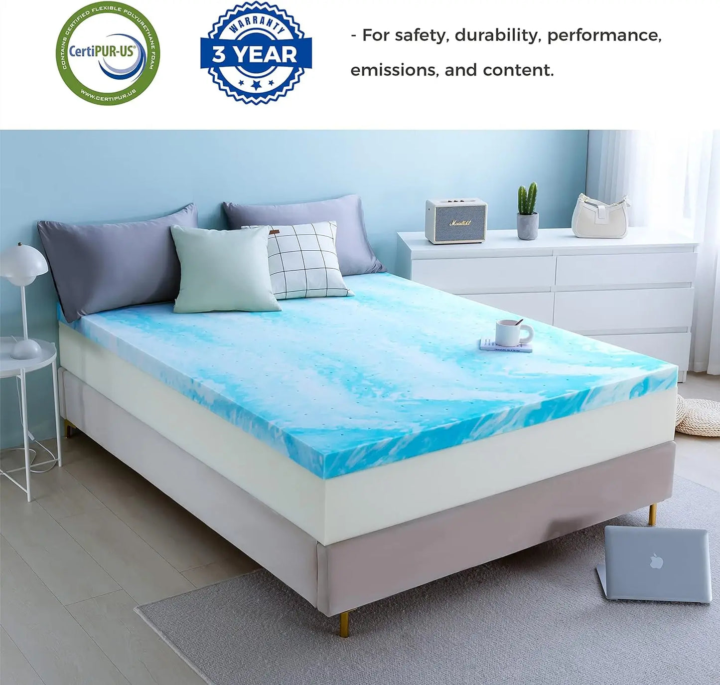 Twin Mattress Topper 3 Inch Memory Foam