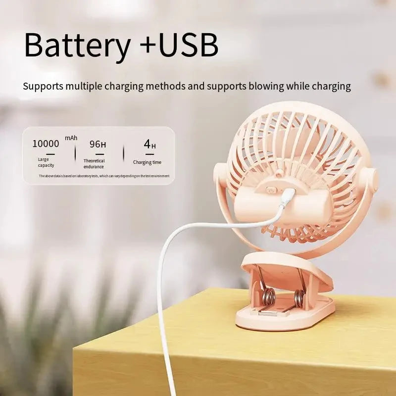 Table Fan with  Clamp
 Rechargeable USB