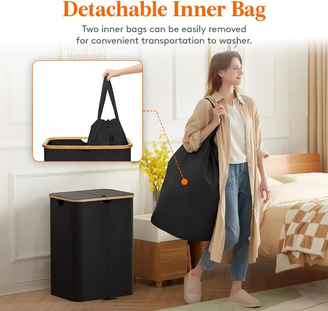 Double Laundry Hamper and Laundry Bag