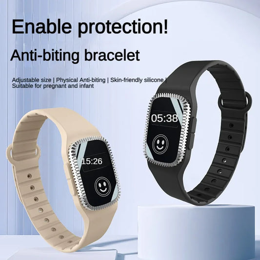 Three speed Ultrasonic Mosquito Deterrent  Bracelet  with Time Display Watch