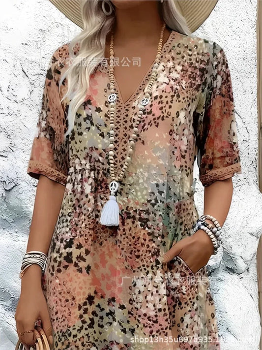 2025 Vintage Boho Midi Dress