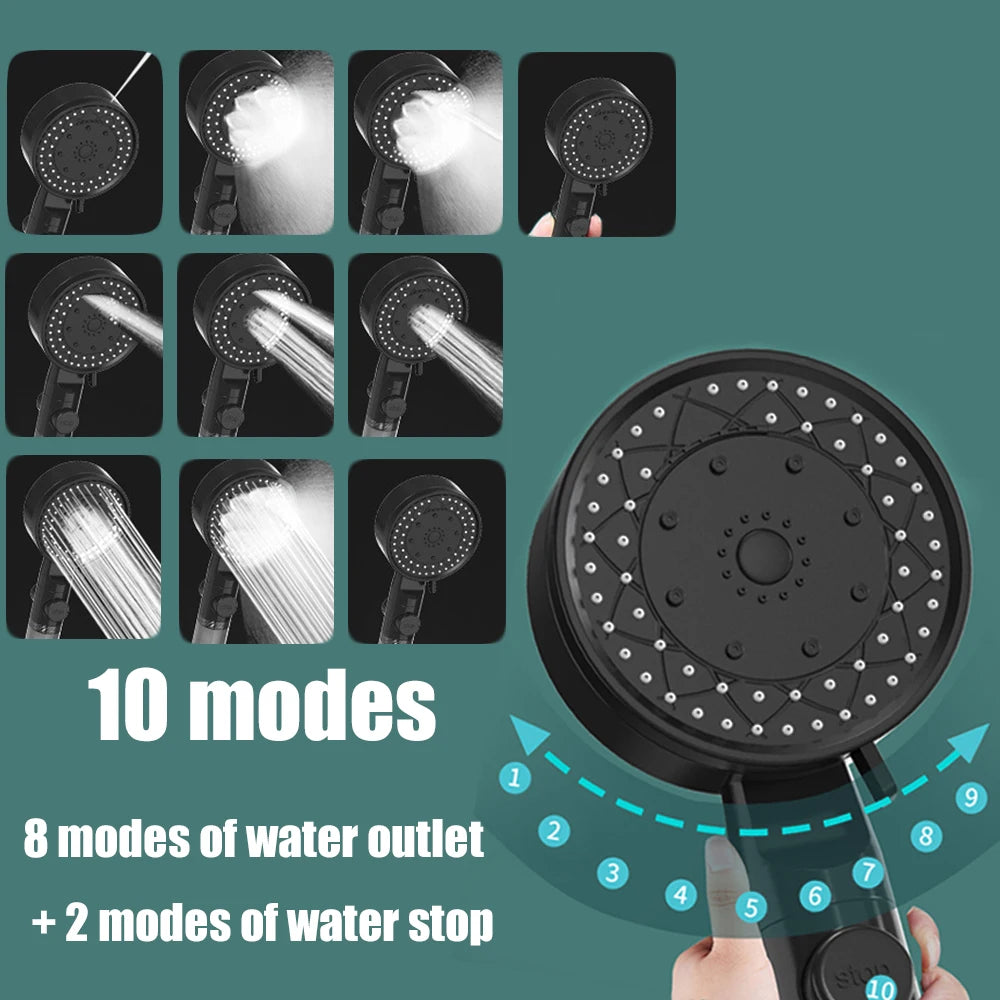 10 Spray Modes Filtered Shower Head