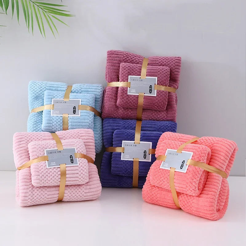 Plush Waffle Bath Towel Set