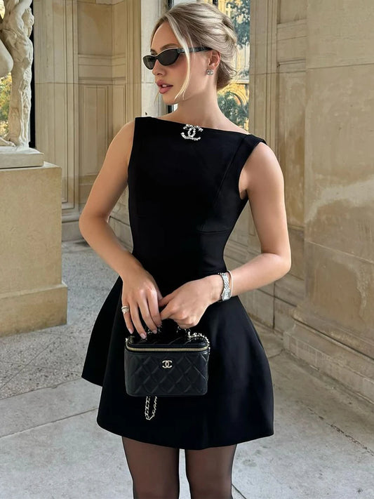 Slim Sleeveless Tank Mini Dress – 2024 Autumn Backless High Waist Casual Party Outfit