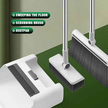 3 in1 Broom, Scrubbing Brush and  Dustpan Set