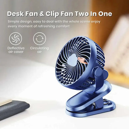 Table Fan with  Clamp
 Rechargeable USB