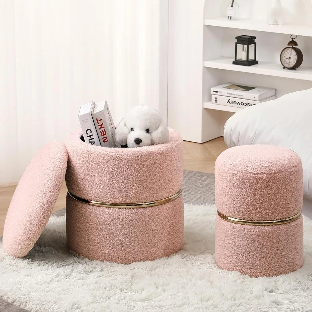 Adorable Pink Round Storage Ottoman, – Campus Crate