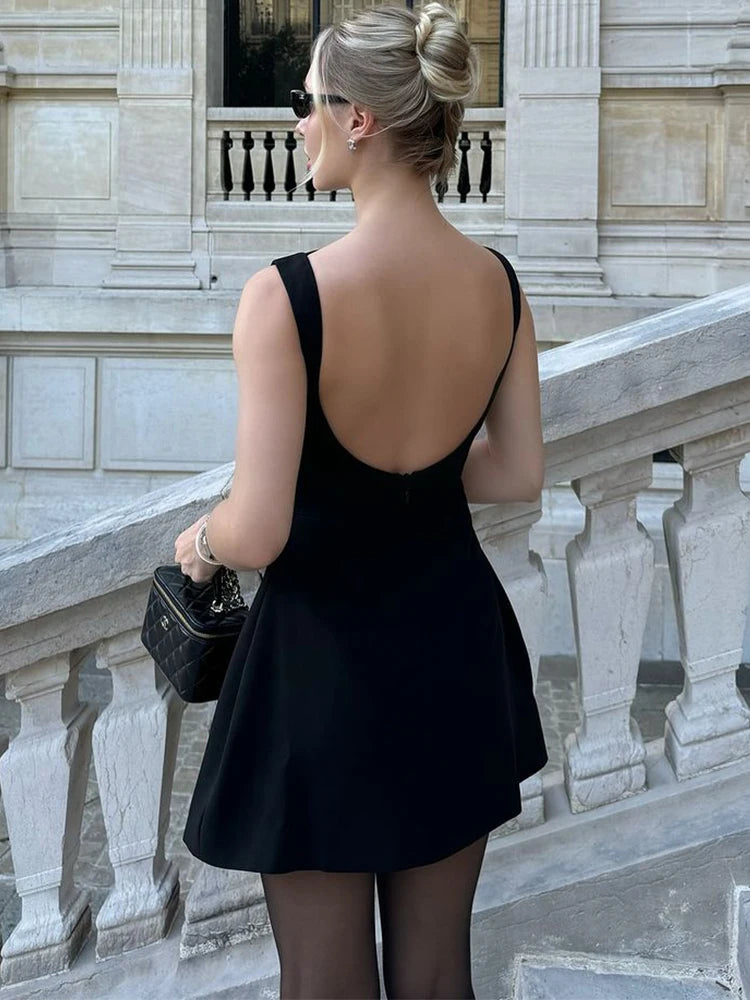 Slim Sleeveless Tank Mini Dress – 2024 Autumn Backless High Waist Casual Party Outfit