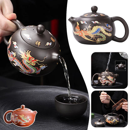 DragonPhoenix Color-Changing Purple Clay Teapot