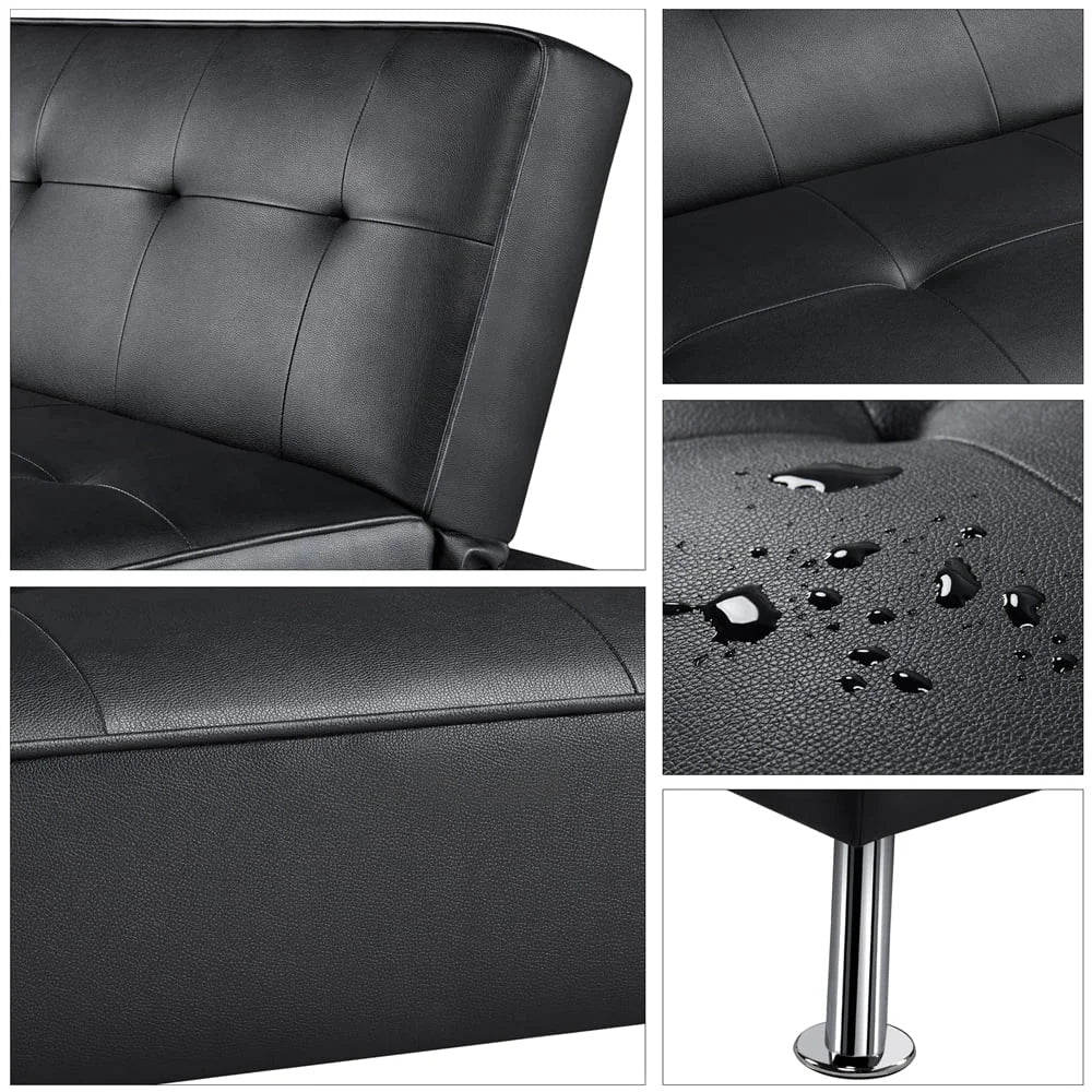 Convertible Faux Leather Futon