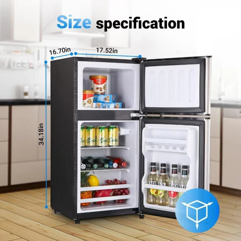 Compact Refrigerator with Double Door, 3.5 Cu.Ft