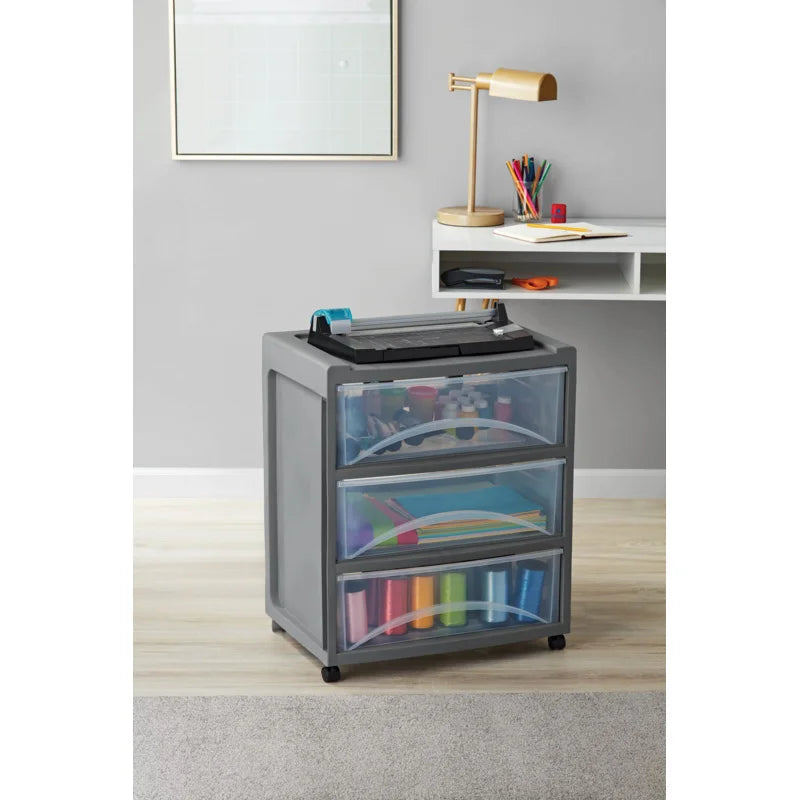 3 Drawer Wide Mobile Storage Cart