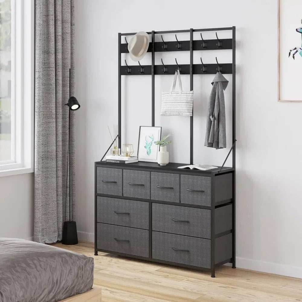 Elegance Noir 8-Drawer Multi-Functional Storage Console