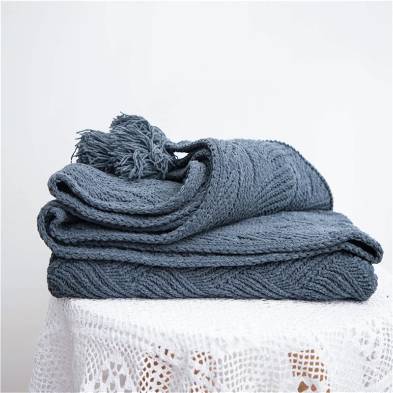 Scandinavian Style Chenille Knitted Blanket