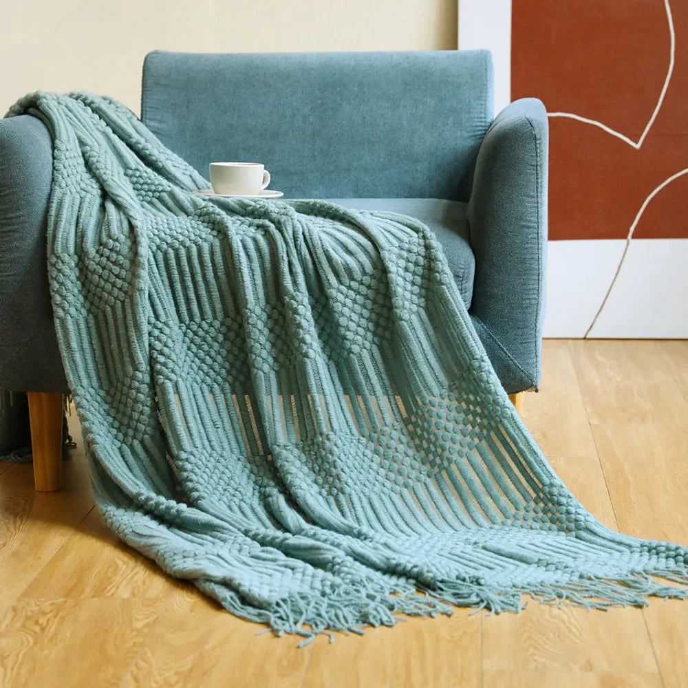 Soft Blanket Throw Cover  with Tassel