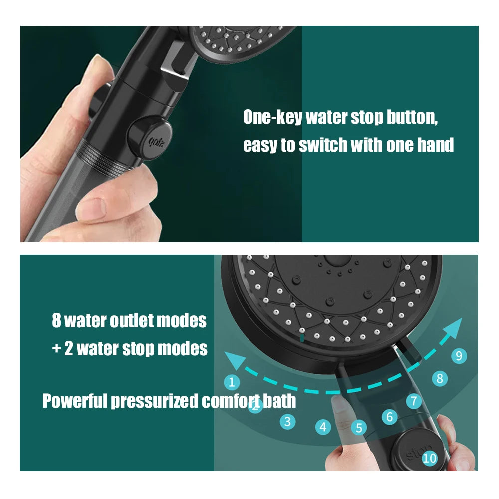 10 Spray Modes Filtered Shower Head