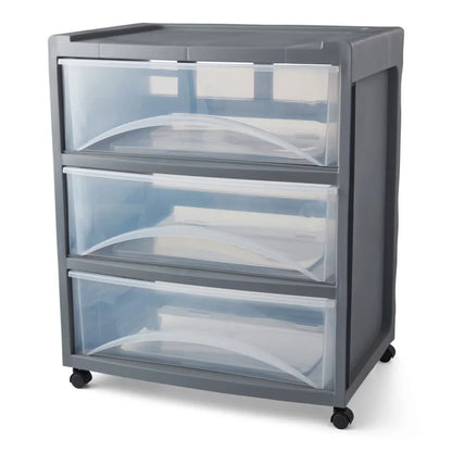 3 Drawer Wide Mobile Storage Cart