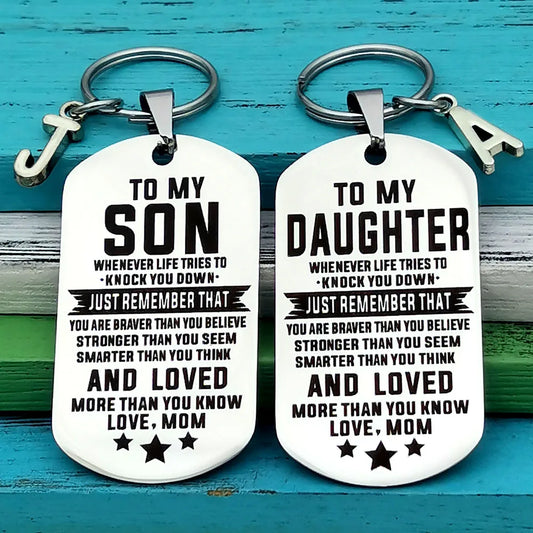 To My Son Daughter Keychain Gift From Mom Inspirational " Going Off To College" Happy.