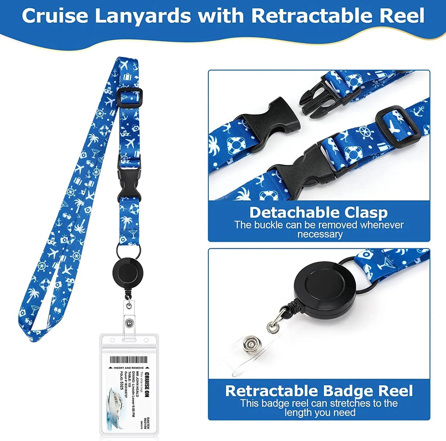 Nautical Retractable Lanyard Cruise Card Holder