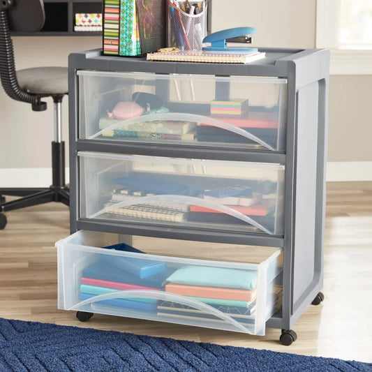 3 Drawer Wide Mobile Storage Cart