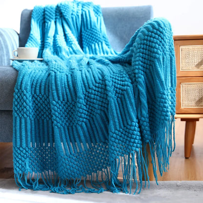 Soft Blanket Throw Cover  with Tassel