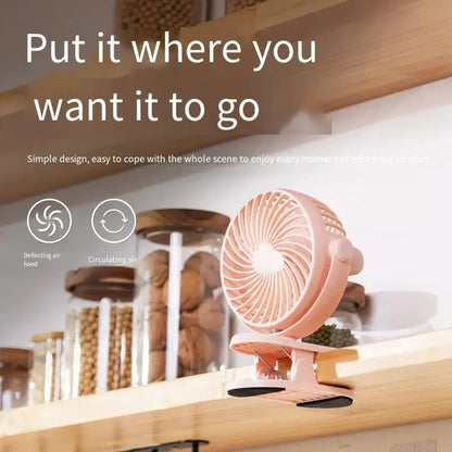 Table Fan with  Clamp
 Rechargeable USB