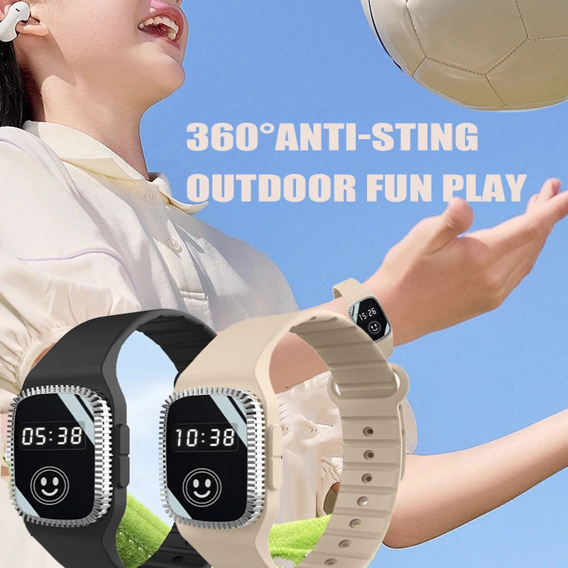 Three speed Ultrasonic Mosquito Deterrent  Bracelet  with Time Display Watch