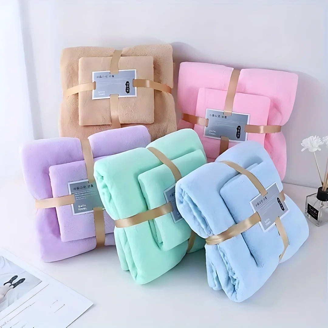 Plush Waffle Bath Towel Set