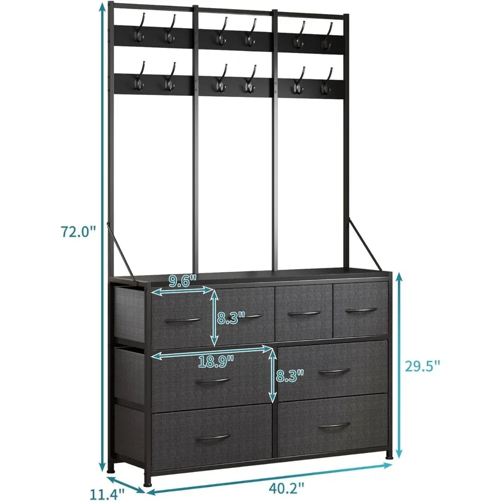 Elegance Noir 8-Drawer Multi-Functional Storage Console